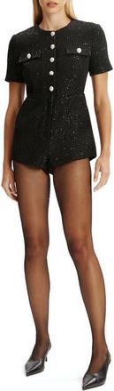 Bardot Estelle Boucl&eacute; Romper in Black at Nordstrom, Size 6