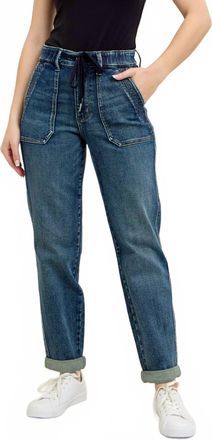 Judy Blue High Waist Vintage Wash Jogger With Navy Drawstring In Blue