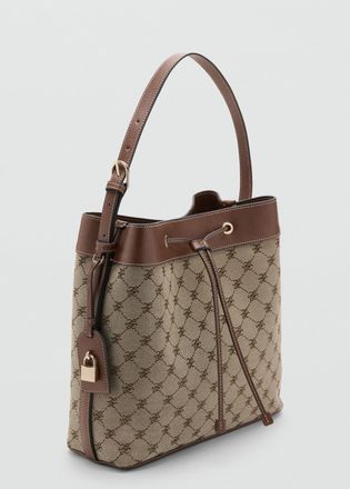 Mango Borsa secchiello logo jacquard marrone medio - Donna - Taglia unica - MANGO