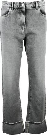 Twinset Jeans, Dames, Grijs, W28, Katoen, Straight Fit Jeans