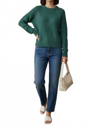 White + Warren Cashmere Marled Crewneck Sweater In Green Marl