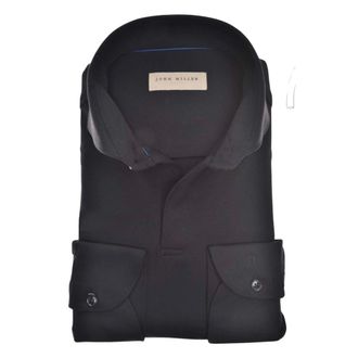 John Miller Heren, Overhemden, Zwart, Maat: XS Nylon