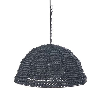 Bazar Bizar L&aacute;mpara colgante de madera y hierro en negro 48x48x27 cm