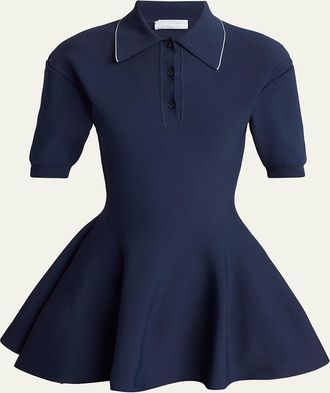 Stella McCartney Compact Knit Peplum Polo Shirt