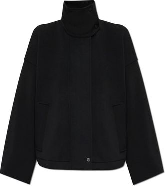 Emporio Armani Jassen, Dames, Zwart, M, Polyester, Jacket met opstaande kraag