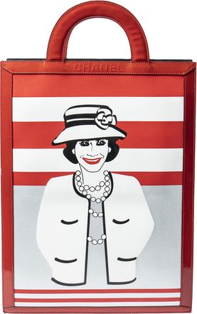 Chanel Rare Vintage Coco Mademoiselle Short Handle Print Tote Handtas