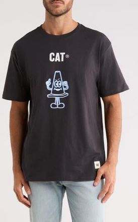 CAT Relaxed Fit Cone Graphic T-Shirt in Washed Black at Nordstrom Rack, Size Xx-Large