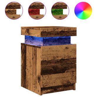 vidaXL Mesitas De Noche Con Led 2 Uds Madera Envejecida 35x39x55 Cm Vidaxl