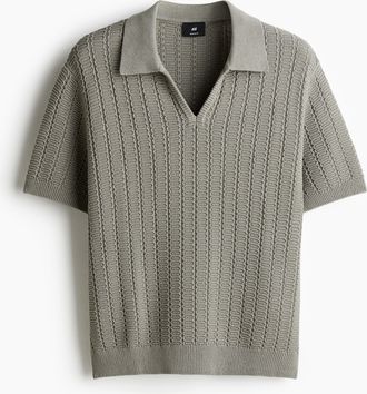 H&M Poloshirt aus Strukturstrick in Regular Fit - Green