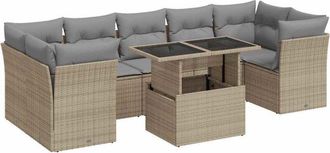 vidaXL Set De Sof&aacute;s De Jard&iacute;n Y Cojines 8 Piezas Rat&aacute;n Sint&eacute;tico Beige Vidaxl