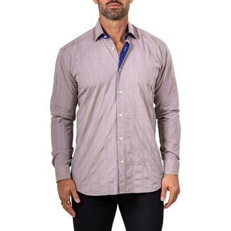 Maceoo Fibonacci Marthy Contemporary Fit Button-Up Shirt in Brown at Nordstrom, Size 4