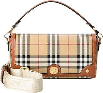 Burberry Check Canvas & Leather Shoulder Bag