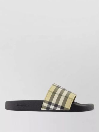 Burberry furley check slides synthetic flat sole