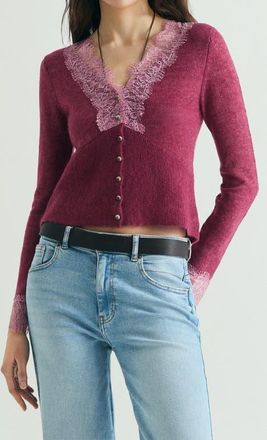 Scalpers Lace knit cardigan in Burgundy at Nordstrom, Size Medium