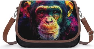 Generic Colorful Monkey Crossbody Bag Womens Handbag PU Message Bags Shoulder Purse with Adjustable Strap
