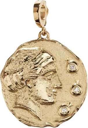 Azlee 18K yellow gold Goddess of Mothers diamons coin necklace