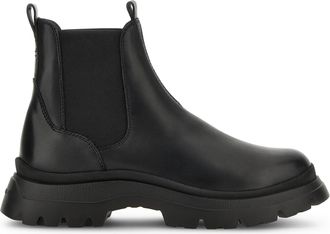 Hogan Black Chelsea Elastic Panel Chunky Lug Sole Boots