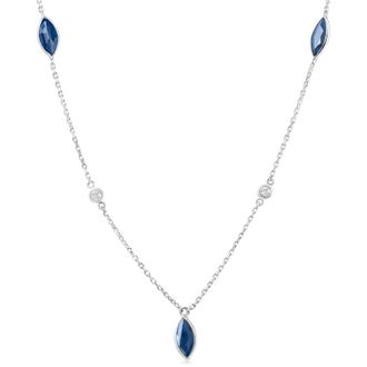 Pompeii3 3/4 Ct tdw Blue Marquise Sapphire & Diamond By The Inch 18 Necklace