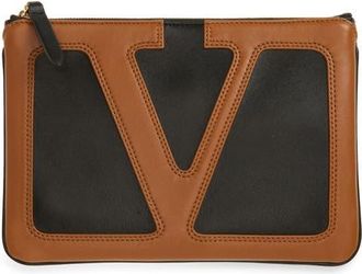 Valentino Garavani Medium Viva Superstar Leather Pouch in Black/Tan at Nordstrom