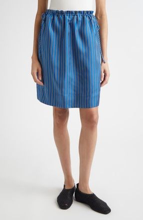 Toteme Stripe Silk Miniskirt in Blue/Navy at Nordstrom, Size 10 Us