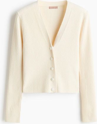 H&M Rib-knit Cardigan in Cream at Nordstrom, Size Xx-Large