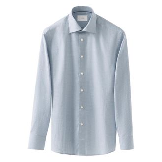 Eton Blauw Katoenen Overhemd Met Eigentijdse Pasvorm - Heren - Zakelijke Overhemden - Blauw - 2XL - Katoen - Overhemden