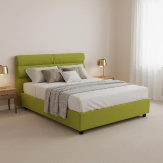 Dmora Cama De Plaza Y Media Briosco, Colch&oacute;n Incluido, Desenfundable Made In Italy, Con Contenedor, Verde