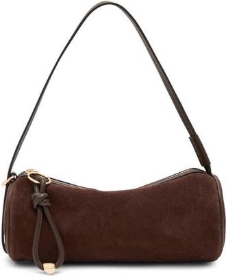 Aim&eacute;e The Skipper Barrel Leather Shoulder Bag in Fudge Suede at Nordstrom