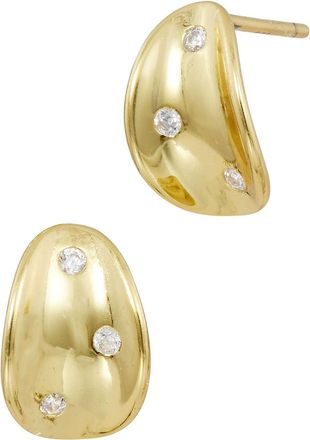 Savvy Cie Jewels 18K YELLOW GOLD PLATED OVER STERLING SILVER.925 WHITE CZ EARRINGS