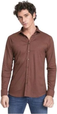 DeSoto Overhemd - Heren - Casual Overhemden - Bruin - L - Katoen - Overhemden