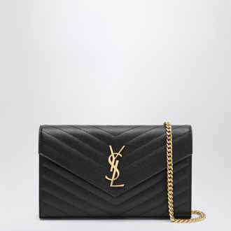 Saint Laurent Black Cassandre chain pouch