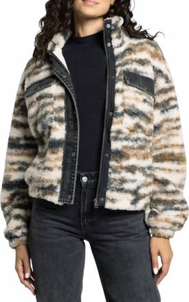 Thread & Supply Leona Fluffy Faux-Shearling Jacket In White Brown