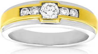 Vir Jewels 1/2 cttw Mens 5 Stone Diamond Engagement Ring 14K Two Tone Gold Round