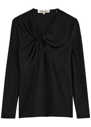 Diane Von F&uuml;rstenberg Diane Von Furstenberg Ursula Knotted Lam&eacute; top - Black - L (UK14 / L)