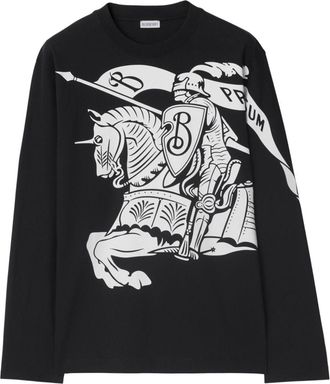 Burberry Mens Ekd Print Cotton Sweatshirt - Black - Size Small