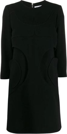 Courr&egrave;ges Shift Mini Jurk - Dames - Korte kleedjes - Zwart - XS - Wol - Kleedjes