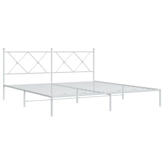 Berkfield Home Metal Bed Frame without Mattress with Headboard White 183x213cm | Size: 183x213 cm
