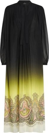Etro Jurk van zijde met paisleyprint en gradi&euml;nt-effect - Dames - Maxi kleedjes - Veelkleurig - 2XS - Kleedjes