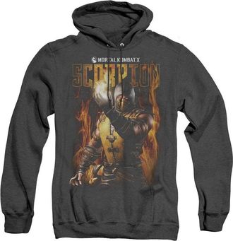 Gildan Mortal Kombat Scorpion Adult Heather Hoodie / Hooded Sweatshirt