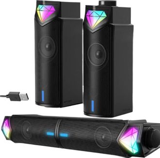 OEM Barra De Sonido, Bluetooth 5.3, Altavoces Est&eacute;reo Hi-fi, Iluminaci&oacute;n Rgb Din&aacute;mica, Alimentaci&oacute;n Usb, Port&aacute;til
