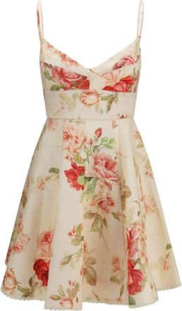 Zimmermann Beige Floral V Neck Mini Dress