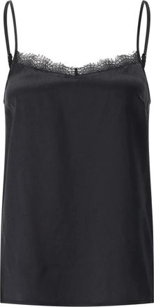 Marc Cain Tops, Dames, Zwart, M, Zijden top met kant