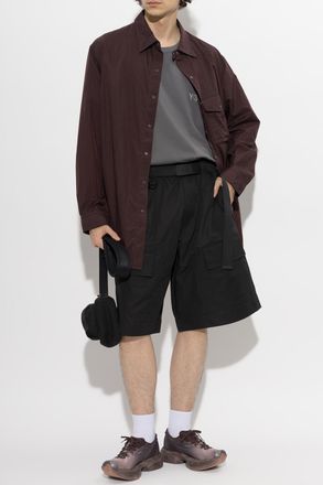 Yohji Yamamoto Ortalion Shirt, Mens, Burgundy