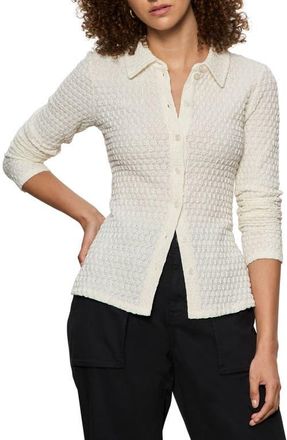 Sanctuary Dreamer Textured Bubble Knit Button-Up Shirt in Chalk White at Nordstrom, Size Xx-Large P