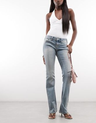 True Religion Becca - Jeans bootcut a vita medio alta con tasche con patta lavaggio blu scuro