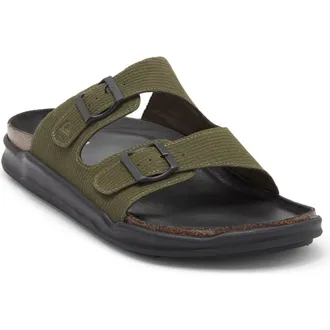 Quiksilver Deck Double Strap Slide Sandal in Dark Green/Tan/Black at Nordstrom Rack, Size 12