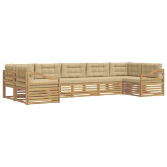 vidaXL Conjunto De Sof&aacute;s De Exterior 7 Uds. Y Beige Poli&eacute;ster Vidaxl