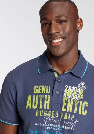 Man's World Poloshirt MANS WORLD, Herren, Gr. 4XL (68/70), blau (indigoblau), Piqu&eacute;, Obermaterial: 100% Baumwolle, bedruckt, normal, Rippb&uuml;ndchen, Shirts Poloshir