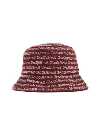 Jacquemus Womens Le Bob Bordado Logo Bucket Hat Brown Accessories > Beanies &