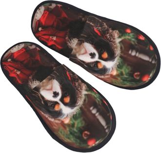 Generic Women Men Slippers Cavalier King Charles Spaniel Dog House Shoes Anti-Skid Bedroom Slipper Plush Fleece Lined Indoor Shoes For Spa Indoor Travel L